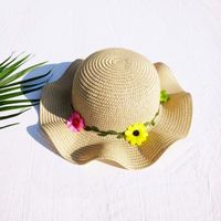 Girl'S Sweet Simple Style Flower Jacquard Straw Hat sku image 1