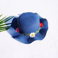 Girl'S Sweet Simple Style Flower Jacquard Straw Hat main image 2