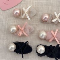 Women's Simple Style Classic Style Solid Color Imitation Pearl Cloth Inlay Pearl Hair Clip main image 5