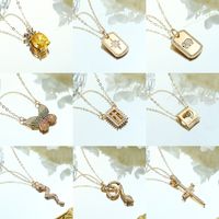 Copper Gold Plated Casual Classic Style Plating Inlay Cross Heart Shape Butterfly Zircon Pendant Necklace main image 6