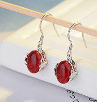 1 Pair Retro Shiny Oval Inlay Copper Agate Drop Earrings main image 4