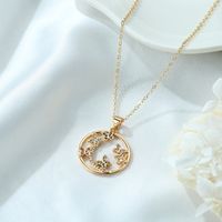 Copper Gold Plated Casual Classic Style Plating Inlay Cross Heart Shape Butterfly Zircon Pendant Necklace main image 4