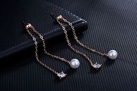 1 Pair IG Style Shiny Geometric Chain Inlay Copper Artificial Pearls Zircon Drop Earrings main image 3
