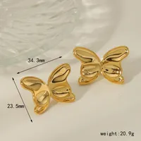 1 Pair Simple Style Commute Solid Color Butterfly Copper 18K Gold Plated Ear Studs main image 2