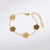 Edelstahl 304 18 Karat Vergoldet IG-Stil Pendeln Aushöhlen Blume Armbänder main image 6