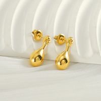 1 Pair Simple Style Water Droplets 304 Stainless Steel 18K Gold Plated Ear Studs main image 3