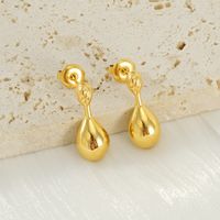 1 Pair Simple Style Water Droplets 304 Stainless Steel 18K Gold Plated Ear Studs main image 1