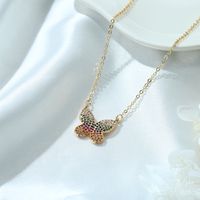 Copper Gold Plated Casual Classic Style Plating Inlay Cross Heart Shape Butterfly Zircon Pendant Necklace sku image 10