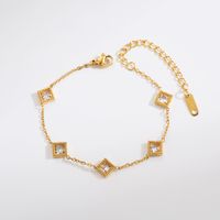 304 Stainless Steel 18K Gold Plated Simple Style Inlay Geometric Zircon Bracelets main image 2