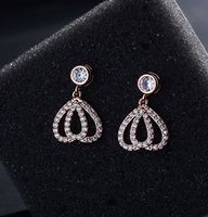 1 Pair Simple Style Shiny Heart Shape Hollow Out Inlay Copper Zircon Rose Gold Plated White Gold Plated Drop Earrings main image 3
