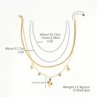 304 Stainless Steel 18K Gold Plated Hip-Hop Luxurious Plating Inlay Snake Turquoise Zircon Double Layer Necklaces main image 2