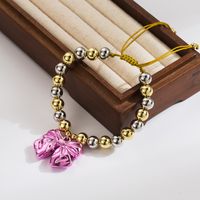 Großhandel Einfacher Stil Pendeln Runden Bogenknoten Kupfer Perlen 18 Karat Vergoldet Armbänder main image 3