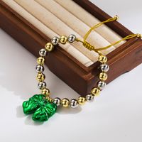Großhandel Einfacher Stil Pendeln Runden Bogenknoten Kupfer Perlen 18 Karat Vergoldet Armbänder sku image 4