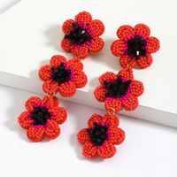 1 Pair Cute Vacation Flower Beaded Inlay Seed Bead Drop Earrings sku image 1