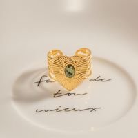 IG-Stil Elegant Dame Herzform Edelstahl 304 18 Karat Vergoldet Offener Ring In Masse main image 3