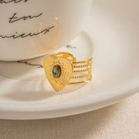 IG-Stil Elegant Dame Herzform Edelstahl 304 18 Karat Vergoldet Offener Ring In Masse main image 6