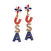 1 Pair Elegant Simple Style Classic Style Letter Inlay Alloy Rhinestones Seed Bead Drop Earrings main image 6