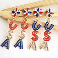 1 Pair Elegant Simple Style Classic Style Letter Inlay Alloy Rhinestones Seed Bead Drop Earrings main image 5