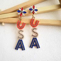 1 Pair Elegant Simple Style Classic Style Letter Inlay Alloy Rhinestones Seed Bead Drop Earrings main image 7