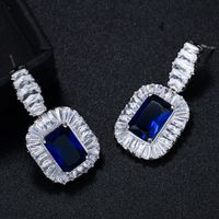 1 Pair Elegant Lady Modern Style Geometric Inlay Copper Zircon Drop Earrings main image 5