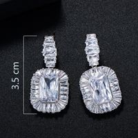 1 Pair Elegant Lady Modern Style Geometric Inlay Copper Zircon Drop Earrings main image 2
