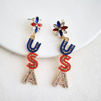 1 Pair Vintage Style Luxurious Classic Style Usa Enamel Alloy Drop Earrings main image 2