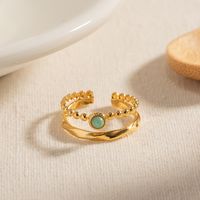 IG Style Lady Modern Style Geometric 304 Stainless Steel 18K Gold Plated Amazonite Open Rings In Bulk main image 6