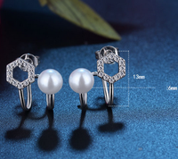 1 Pair Basic Modern Style Classic Style Geometric Inlay Copper Artificial Pearls Zircon Earrings main image 2
