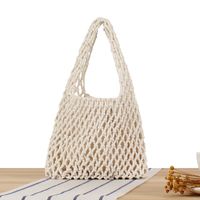 Vintage Style Solid Color Hollow Square Straw Bag main image 9