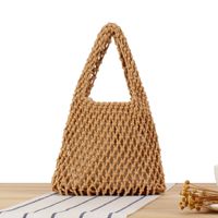 Vintage Style Solid Color Hollow Square Straw Bag main image 4