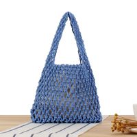 Vintage Style Solid Color Hollow Square Straw Bag main image 3