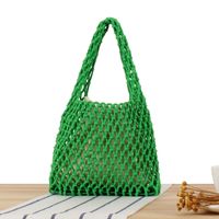 Vintage Style Solid Color Hollow Square Straw Bag main image 2
