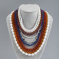 Wholesale Jewelry Simple Style Classic Style Round Artificial Crystal Imitation Pearl Irregular Necklace sku image 1