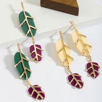 1 Pair Simple Style Classic Style Leaves Inlay Synthetic Resin Alloy Resin Drop Earrings main image 2