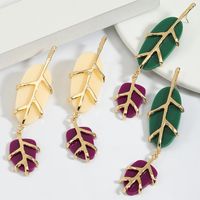 1 Pair Simple Style Classic Style Leaves Inlay Synthetic Resin Alloy Resin Drop Earrings main image 4