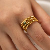 IG Style Cowboy Style Classic Style Geometric Devil's Eye 304 Stainless Steel 18K Gold Plated African Pine Open Rings In Bulk main image 5