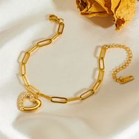 Acier Au Titane Élégant Romantique Évider Incruster Forme De Cœur Strass Bracelets main image 5