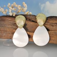 1 Paire Décontractée Plage Tropical Coquille Le Fer Plaqué Or 18K Boucles D'oreilles main image 5