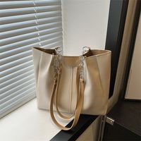 Women's Large Pu Leather Solid Color Basic Classic Style Zipper Tote Bag main image 4