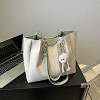 Women's Large Pu Leather Solid Color Basic Classic Style Zipper Tote Bag main image 3