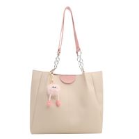 Women's Large Pu Leather Solid Color Basic Classic Style Zipper Tote Bag sku image 6