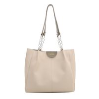 Women's Large Pu Leather Solid Color Basic Classic Style Zipper Tote Bag sku image 1