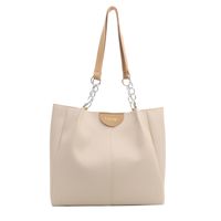 Women's Large Pu Leather Solid Color Basic Classic Style Zipper Tote Bag sku image 3