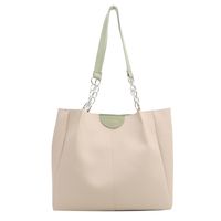 Women's Large Pu Leather Solid Color Basic Classic Style Zipper Tote Bag sku image 4