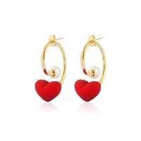 1 Pair Cute Simple Style Heart Shape Inlay Zinc Alloy Pearl Ear Studs main image 2
