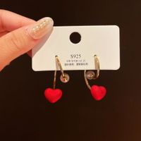 1 Pair Cute Simple Style Heart Shape Inlay Zinc Alloy Pearl Ear Studs main image 1