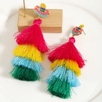 1 Pair Retro Hawaiian Tassel Polishing Plating Inlay Alloy Tassel Seed Bead Drop Earrings main image 1