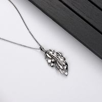Sterling Silver Rhodium Plated Elegant Retro Simple Style Plating Inlay Feather Zircon Pendant Necklace main image 3