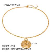 304 Stainless Steel 18K Gold Plated IG Style Basic Classic Style Spiral Pendant Necklace sku image 1