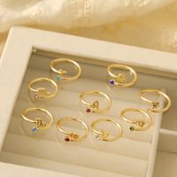 Stainless Steel 14K Gold Plated Hip-Hop Simple Style Classic Style Hollow Out Inlay Constellation Zircon Open Rings main image 3